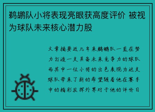 鹈鹕队小将表现亮眼获高度评价 被视为球队未来核心潜力股